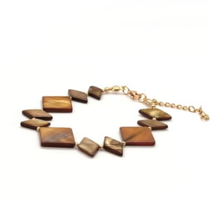 Bransoletka Masa perłowa 17,5-21,5cm KAM848 Stal chirurgiczna pozłacana