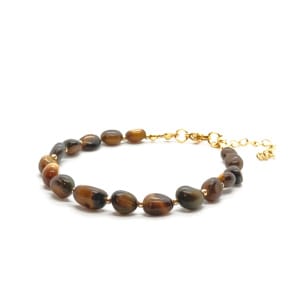 Bransoletka Tygrysie oko 17-21cm KAM852 Pozłacana stal chirurgiczna