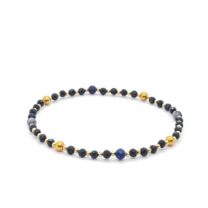 Bransoletka Sodalit, Turmalin czarny 18cm KAM836 Stal chirurgiczna pozłacana