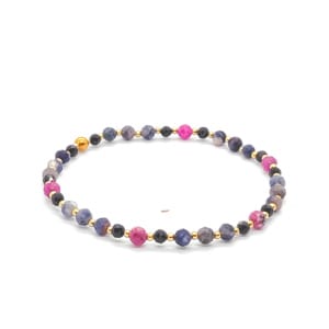 Bransoletka Sodalit, Rubin, Turmalin 17cm KAM837 Stal chirurgiczna