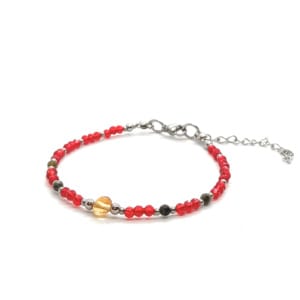 Bransoletka Spinel, Zielony turmalin, Cytryn 16,5-20,5cm KAM860 Stal chirurgiczna