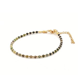 Bransoletka Turmalin 17,5-21,5cm KAM878 Stal chirurgiczna pozłacana