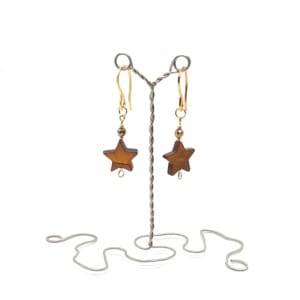 Kolczyki z gwiazdką - Masa perłowa, Pozłacana stal chirurgiczna KOL138