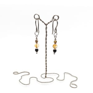 Kolczyki Cytryn, Turmalin, Hematyt - Stal chirurgiczna KOL139