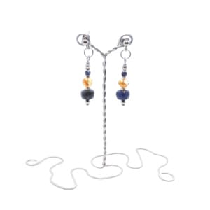 Kolczyki Sodalit, Cytryn, Lapis lazuli, Hematyt - Stal chirurgiczna KOL142