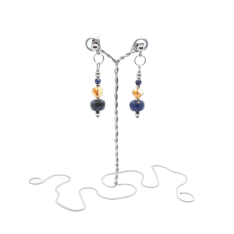 Kolczyki Sodalit, Cytryn, Lapis lazuli, Hematyt - Stal chirurgiczna KOL142