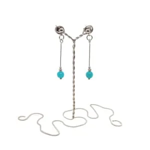 Kolczyki sztyfty- Jadeit morski, Stal chirurgiczna KOL143