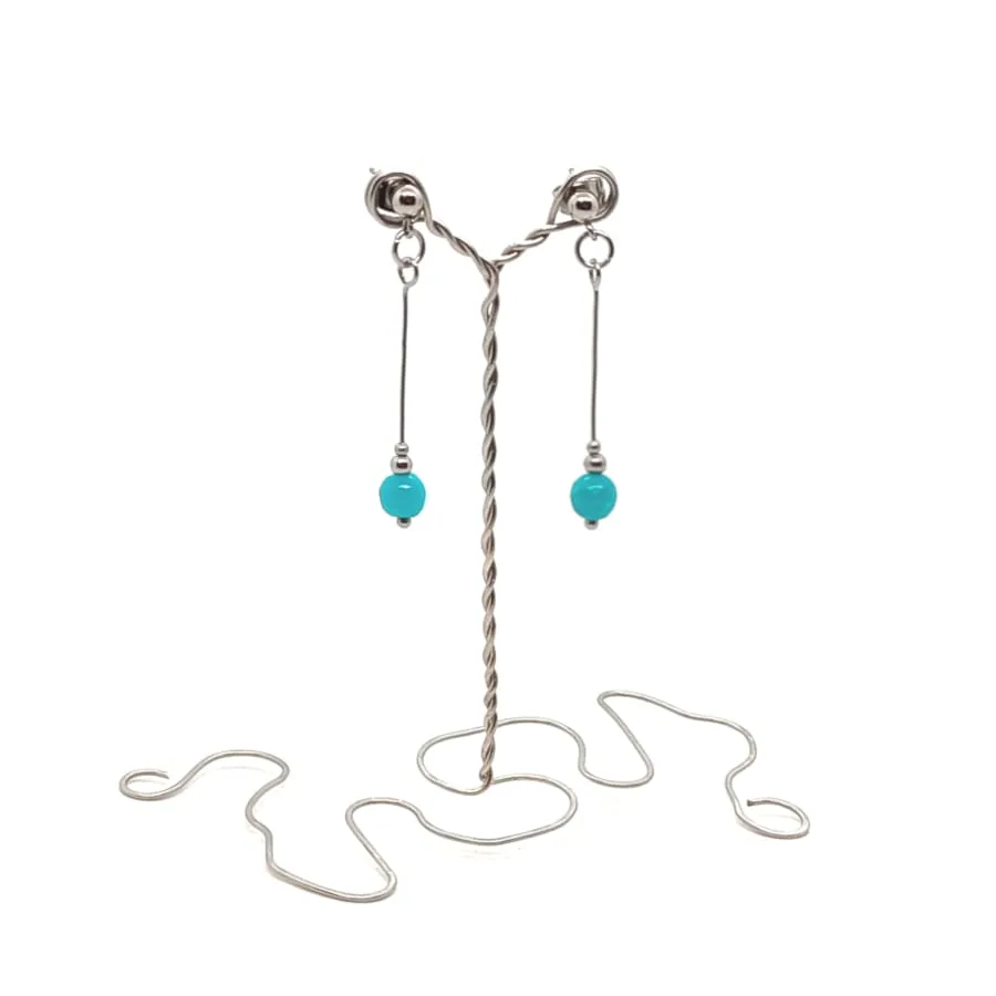 Kolczyki sztyfty- Jadeit morski, Stal chirurgiczna KOL143