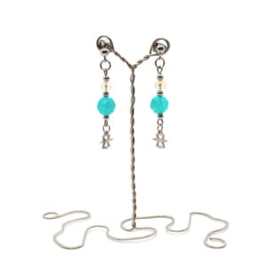 Kolczyki z Aniołkami - Amazonit i Cytryn, Stal chirurgiczna KOL145