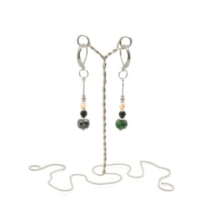 Kolczyki Zoizyt z rubinem, Cytryn, Turmalin - Stal chirurgiczna KOL135