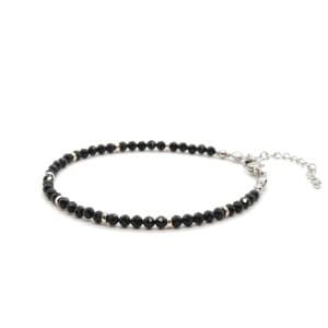 Bransoletka Czarny Turmalin i Hematyt 18-22cm KAM1008 stal chirurgiczna