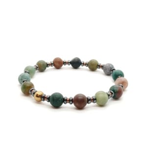 Bransoletka Agat indyjski i Hematyt - 17,5cm KAM1001