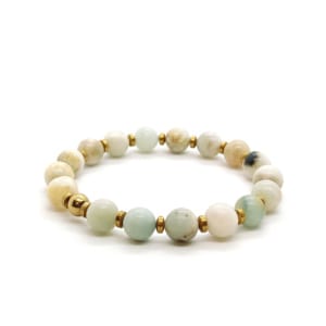 Bransoletka kamienie Amazonit i Hematyt - 16,5cm KAM1004