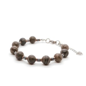 Bransoletka Jaspis network i Hematyt - 15,5-19,5cm KAM969, stal chirurgiczna