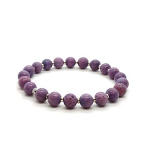 Bransoletka Koral fioletowy i Hematyt - 17,5cm KAM1005, Stal chirurgiczna