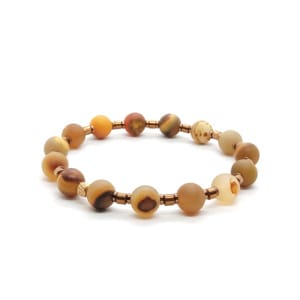 Bransoletka Agat słoneczny i Hematyt - 16,5cm KAM1007, Stal chirurgiczna pozłacana