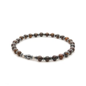 Bransoletka męska Bronzyt - 17,5cm KAM971, stal chirurgiczna