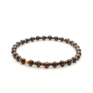 Bransoletka męska Bronzyt - 17,5cm KAM972, stal chirurgiczna pozłacana