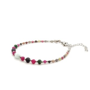 Bransoletka Rubin, Szafir z rubinem, Angelit, Czaroit 17-21cm KAM1046 Stal chirurgiczna