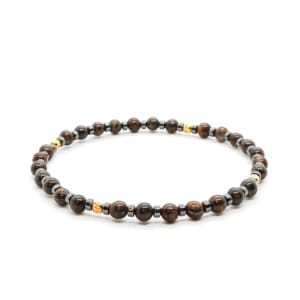 Bransoletka męska Bronzyt - 19cm KAM973, stal chirurgiczna pozłacana