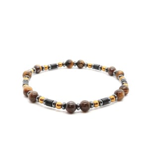 Bransoletka męska Tygrysie oko, Onyks i Hematyt - 20cm KAM1009