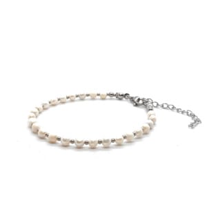 Bransoletka Białe Perły naturalne hodowlane 17-21cm KAM1023 stal chirurgiczna