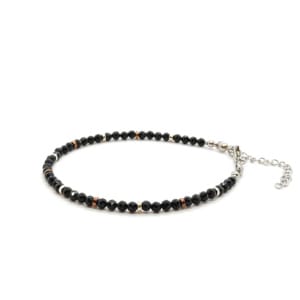 Bransoletka Czarny Turmalin i Hematyt 19-23cm KAM1010 stal chirurgiczna