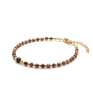 Bransoletka Tygrysie oko, Masa perłowa 18-22cm KAM1033 Stal chirurgiczna pozłacana