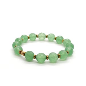 Bransoletka Nefryt zielony i Hematyt -16cm KAM1000 Stal chirurgiczna pozłacana