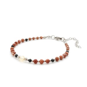 Bransoletka Piasek Pustyni, Cytryn i Turmalin czarny 17-21cm KAM1055 stal chirurgiczna