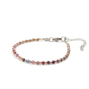 Bransoletka Szafir z rubinem i Hematyt 15-19cm KAM1066 Stal chirurgiczna