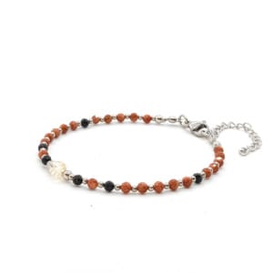 Bransoletka Piasek Pustyni, Cytryn i Turmalin czarny 16,5-20,5cm KAM1056 stal chirurgiczna