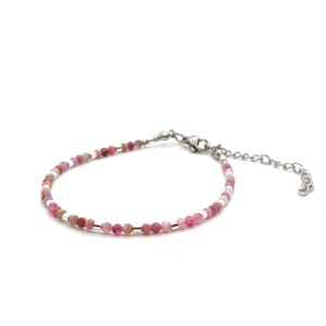 Bransoletka Szafir z rubinem i Hematyt 16,5-20,5cm KAM1052 Stal chirurgiczna