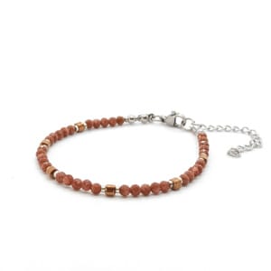 Bransoletka Piasek Pustyni, Hematyt 15,5-19,5cm KAM1058 stal chirurgiczna