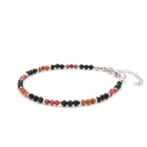 Bransoletka Piasek Pustyni, Granat i Hematyt 17,5-21,5cm KAM1061 stal chirurgiczna