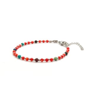 Bransoletka Chryzokola i Masa perłowa 17-21cm KAM1075 Stal chirurgiczna