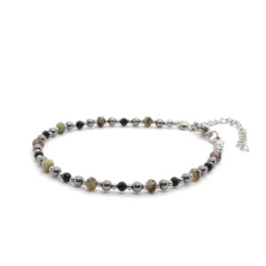 Bransoletka Terahertz, Turmalin, Jadeit, Hematyt KAM1102 - 18,5-22,5cm