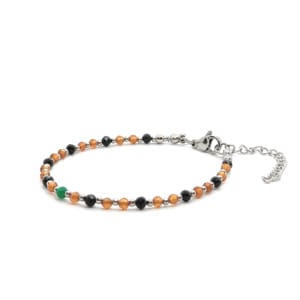 Bransoletka Turmalin, Szmaragd, Granat brązowy KAM1078 - 15,5-19,5cm stal chirurgiczna