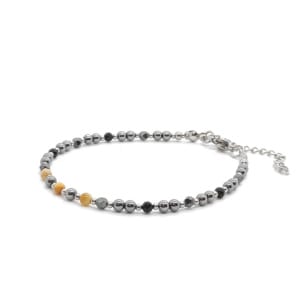 Bransoletka Złote Tygrysie oko, Terahertz, Turmalin, Hematyt KAM1104 - 17,5-21,5cm