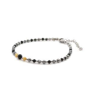 Bransoletka Turmalin, Złote Tygrysie oko, Terahertz, Hematyt KAM1108 - 18,5-22,5cm