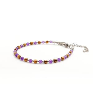 Bransoletka Agat fioletowy, Hematyt 17-21cm KAM1089 Stal chirurgiczna