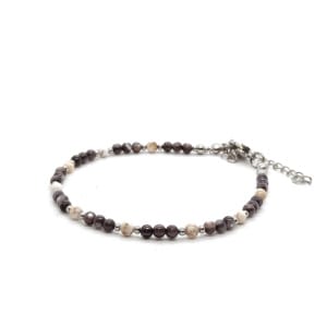 Bransoletka Masa perłowa grafitowa i Howlit 17,5-21cm KAM1090 Stal chirurgiczna
