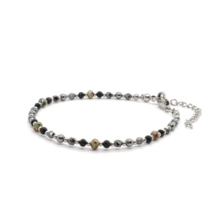 Bransoletka Terahertz, Turmalin, Jadeit, Hematyt KAM1099 - 17,5-21,5cm