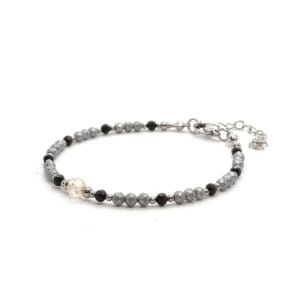 Bransoletka Hematyt, Czarny Turmalin, Cytryn 16,5-20,5cm KAM1124 stal chirurgiczna