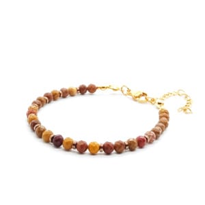 Bransoletka Jaspis Mokait 16-20cm KAM1121 stal chirurgiczna pozłacana