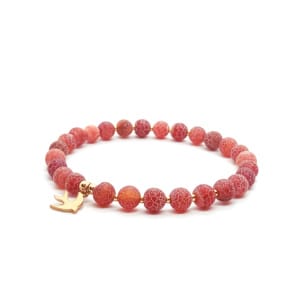 Bransoletka z jaskółką, Agat czerwony kwasowany 16,5cm KAM1127 pozłacana stal chirurgiczna