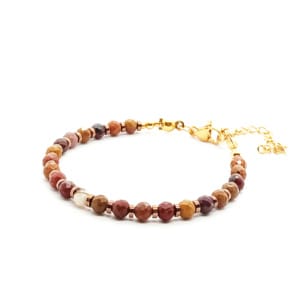 Bransoletka Jaspis Mokait 15-19cm KAM1119 stal chirurgiczna pozłacana