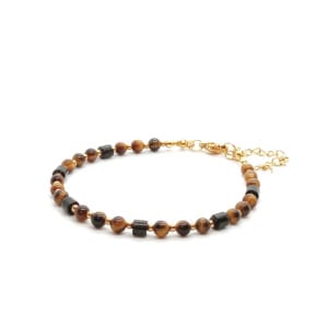 Bransoletka Tygrysie oko, Onyks 18-22cm KAM1153 stal chirurgiczna pozłacana