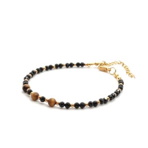 Bransoletka Tygrysie oko, Turmalin 17,5-21,5cm KAM1155 stal chirurgiczna pozłacana