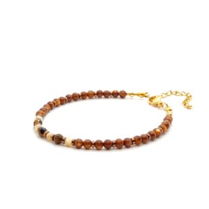 Bransoletka Tygrysie oko, Masa perłowa 17,5-21,5cm KAM1035 Stal chirurgiczna pozłacana